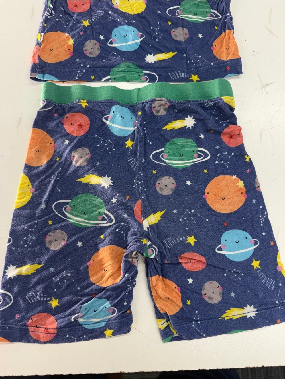 Little Sleepies Navy Space Planet Pajama Set with Green Trim